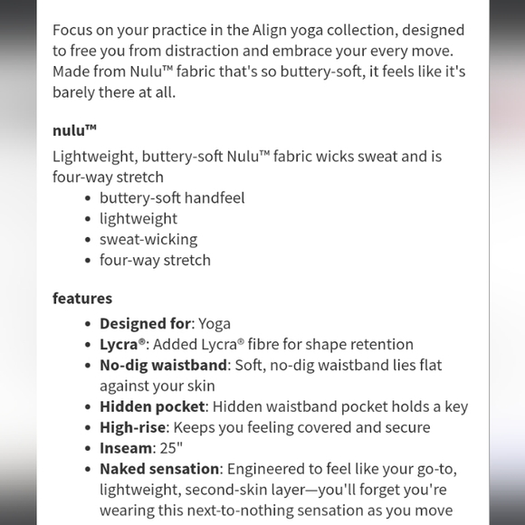 RARE 🍋 LULULEMON 🍋 Align 25" Size 8 - Picture 8 of 14